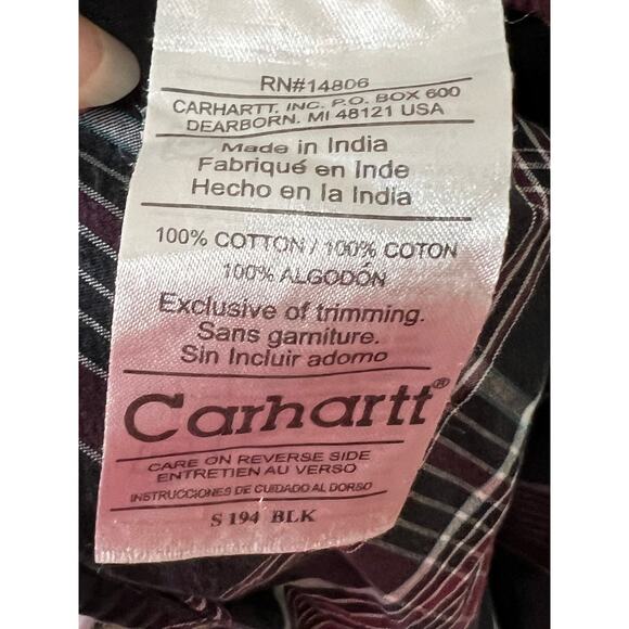 Carhartt size 4XL button-down shirt plaid blaxk/burgundy business  dark academia - Picture 4 of 8